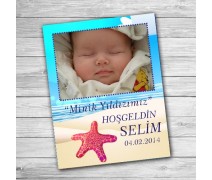 Deniz Yıldızı Temalı Fotoğraflı Hoşgeldin Bebek Magneti