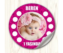Pembe Sade Temalı Kız Bebek İçin Parti Sticker Etiket
